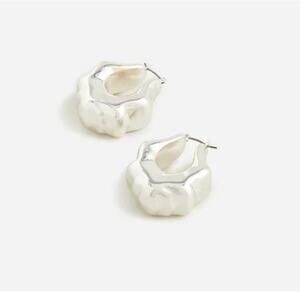 NEW J. Crew Silver Lightweight Sculpted Chunky Hoop Earrings